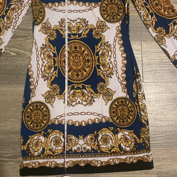 Va Va Voom royal gold link off shoulder bodycon dress size large - Picture 8 of 13